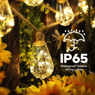 Solari all'aperto 40ft Vintage corda intrecciata Patio impermeabile Caldo Bianco Alimentato String Lights